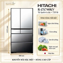 Tủ lạnh Multi Door 6 cánh gương pha lê Hitachi R-ZX740KV 735 Lít - Hàng chính hãng
