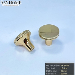 Núm tủ tân cổ điển vintage màu vàng gold pha lê SH5805