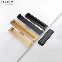Tay nắm âm tủ hiện đại màu đen và vàng SH1068