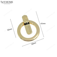 Tay nắm tủ khoen tròn tân cổ điển Vintage màu vàng gold SH1032