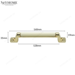 Tay nắm tủ tân cổ điển Vintage màu vàng gold mặt sứ trắng SH1682