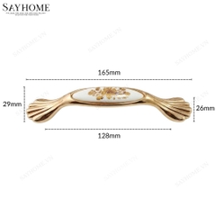 Tay nắm tủ tân cổ điển Vintage màu vàng mặt sứ trắng SH1802 tại thành phố Hồ Chí Minh