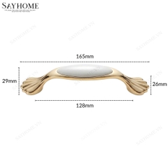 Thông số kĩ thuật Tay nắm tủ tân cổ điển Vintage màu vàng mặt sứ trắng không hoa văn SH18VT02H tại Thành phố Hồ Chí Minh
