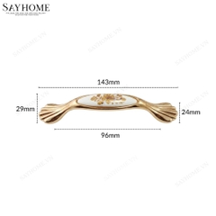 Tay nắm tủ tân cổ điển Vintage màu vàng mặt sứ trắng SH1802 tại thành phố Hồ Chí Minh