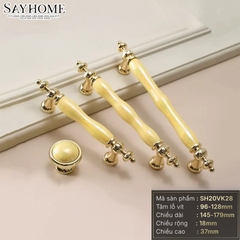 Tay nắm tân cổ điển Vintage màu vàng mặt sứ cao cấp vàng kem SH20VK28 tại thành phố Hồ Chí Minh