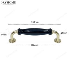 Tay nắm tủ tân cổ điển Vintage màu đen vàng SH2215