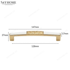 Tay nắm tủ tân cổ điển màu vàng gold mặt sứ trắng SH2808