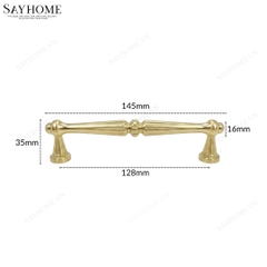 Tay nắm tủ tân cổ điển vintage màu vàng gold SH3113