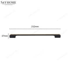 Tay nắm tủ áo thanh dài hiện đại màu đen mặt vàng SH3601 tại thành phố Hồ Chí Minh