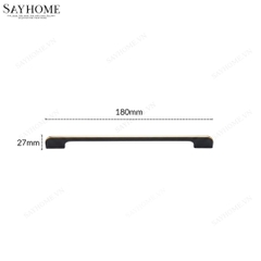 Tay nắm tủ áo thanh dài hiện đại màu đen mặt vàng SH3601 tại thành phố Hồ Chí Minh
