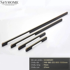 Tay nắm tủ áo thanh dài hiện đại màu đen mặt vàng SH36DV01 tại thành phố Hồ Chí Minh