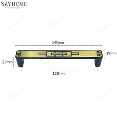 Tay nắm tủ tân cổ điển màu vàng đen SH5506