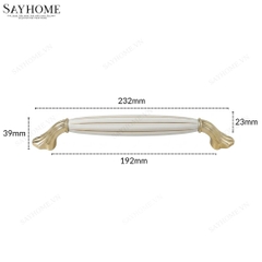 Tay nắm tủ tân cổ điển Vintage màu vàng mặt sứ trắng SH5530