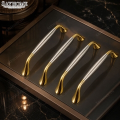 Tay nắm tủ hiện đại màu vàng 18k mặt inox SH5532