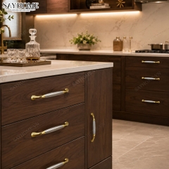 Tay nắm tủ hiện đại màu vàng 18k mặt inox SH5532