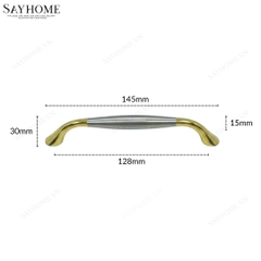 Tay nắm tủ hiện đại màu vàng 18k mặt inox SH5532