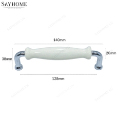 Tay nắm tủ hiện đại màu inox mặt sứ trắng SH5537 tại thành phố Hồ Chí Minh