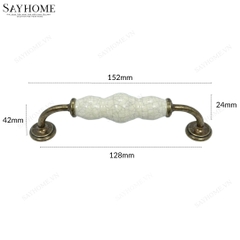 Thông số kĩ thuật Tay nắm tủ tân cổ điển Vintage màu đồng mặt sứ trắng SH55D39 tại Thành phố Hồ Chí Minh