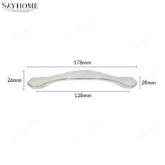 Tay nắm tủ tân cổ điển Vintage màu trắng vàng SH5707