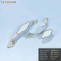 Tay nắm tủ tân cổ điển Vintage màu trắng vàng gold mặt sứ trắng SH58TV07 tại thành phố Hồ Chí Minh