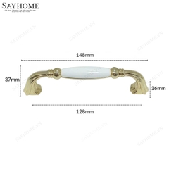 Tay nắm tủ tân cổ điển Vintage màu vàng mặt sứ trắng SH70VT05 tại thành phố Hồ Chí Minh