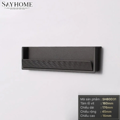 Tay nắm âm tủ hiện đại cao cấp màu đen SH80D31 tại Tân Bình