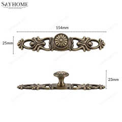 Tay nắm tủ tân cổ điển vintage màu vàng đồng SH8297