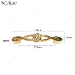 Tay nắm tủ tân cổ điển Vintage màu vàng gold SH8836