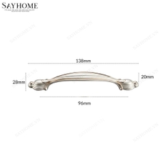 Tay nắm tủ tân cổ điển vintage màu bạc viền vàng SH8855