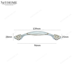 Thông số kĩ thuật Tay nắm tủ tân cổ điển Vintage màu trắng ngọc trai vàng SH88T57 tại Thành phố Hồ Chí Minh