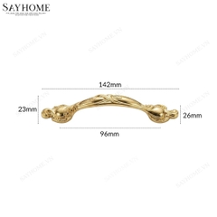 Tay nắm tủ tân cổ điển vintage màu vàng gold SH8858