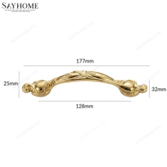 Tay nắm tủ tân cổ điển vintage màu vàng gold SH8858
