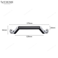 Tay nắm tủ tân cổ điển Vintage màu đen bạc SH8872