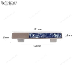 Tay nắm tủ hiện đại màu bạc khảm đá ngọc bích SH89B71 tại thành phố Hồ Chí Minh
