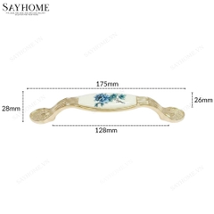 Tay nắm tủ tân cổ điển Vintage màu vàng mặt sứ trắng SH9023