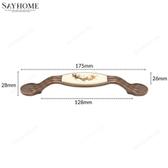 Tay nắm tủ tân cổ điển vintage màu đồng mặt sứ trắng SH9023 tại thành phố Hồ Chí Minh