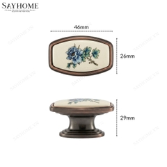 Núm tủ tân cổ điển vintage gốm sứ hoa văn hai màu vàng gold và đồng đen SH9024 tại thành phố Hồ Chí Minh