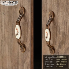 Tay nắm tủ tân cổ điển vintage màu đồng mặt sứ trắng SH90D23 tại thành phố Hồ Chí Minh