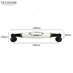 Tay nắm tủ tân cổ điển Vintage màu đen mặt sứ trắng SH9345 tại thành phố Hồ Chí Minh