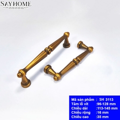 Tay nắm tân cổ điển Vintage màu vàng đồng SH3113