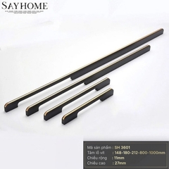 Tay nắm tủ áo thanh dài hiện đại màu đen mặt vàng SH3601