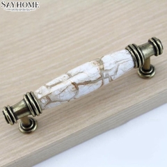 Tay nắm tủ tân cổ điển Vintage màu đồng mặt sứ trắng SH5655