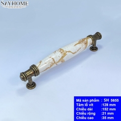 Tay nắm tủ tân cổ điển Vintage màu đồng mặt sứ trắng SH5655