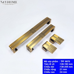 Tay nắm tủ tân cổ điển Vintage màu vàng đồng SH8870