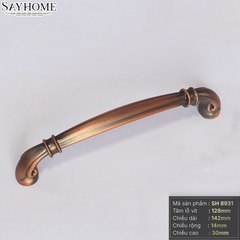 Tay nắm tủ tân cổ điển vintage màu đồng đỏ SH8931