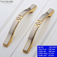 Tay nắm tủ tân cổ điển màu vàng gold bề mặt inox SH9413