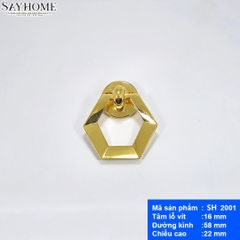 Tay nắm tủ hiện đại dạng khoen màu vàng gold SH2001