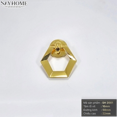 Tay nắm tủ hiện đại dạng khoen màu vàng gold SH2001