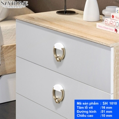 Tay nắm tủ khoen tròn hiện đại màu vàng gold trắng SH1010