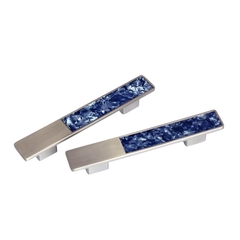 Tay nắm tủ hiện đại màu bạc khảm đá ngọc bích SH8971